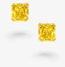 Square Yellow Diamond Stud Earrings, HD Png Download, Transparent PNG