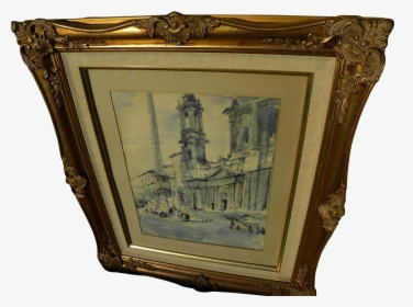 Signed Italian 20th Century Watercolor Of Old Church - Picture Frame, HD Png Download, Transparent PNG