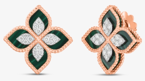 Roberto Coin Princess Flower Jade And Diamond Studs - Flower Earrings Roberto Coin Princess Collection Earrings, HD Png Download, Transparent PNG