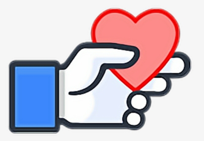 Like Heart Hand Ftestickers Stickers Autocollants Smil - Facebook Like With Heart, HD Png Download, Transparent PNG