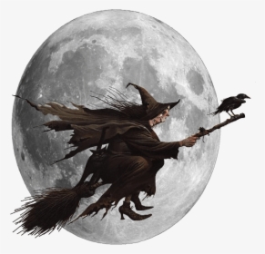 Scary Witch On Broomstick Transparent Image - Scary Witch On Broom, HD Png Download, Transparent PNG