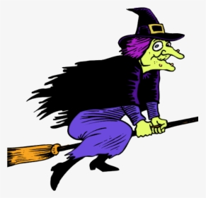 Witch On Broom Clipart This Cartoon Clip Art Of A Witch - Witch Clipart, HD Png Download, Transparent PNG