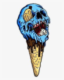 Sorvete Zombie Zombies Zombieapocalypse Sorvete Zumbi - Ice Cream Cone Skull, HD Png Download, Transparent PNG