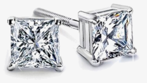 Prong Set Princess Diamond Stud Earrings - Earrings, HD Png Download, Transparent PNG