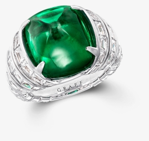 A Graff Cabochon Colombian Emerald And Diamond Ring - Engagement Ring, HD Png Download, Transparent PNG