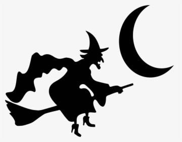 Witch, Witchcraft, Broom, Broomstick, Flying, Moon - Halloween Design For Office, HD Png Download, Transparent PNG