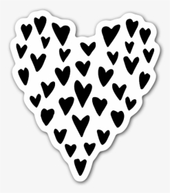 Hand Drawn Little Hearts To Make Up A Big Heart Sticker - Little Hearts Png Black, Transparent Png, Transparent PNG
