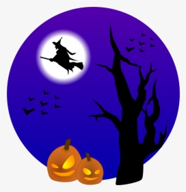 Witch On Broom - Spooky Halloween Clip Art, HD Png Download, Transparent PNG