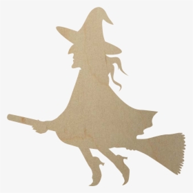 Wooden Witch On Broomstick Cutout - Witch Shape To Cut Out, HD Png Download, Transparent PNG