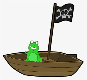 Boat, Frog, Smiling, Green, Pirate, Flag, Skull - Girl On Boat Clipart, HD Png Download, Transparent PNG