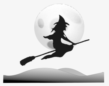 Witchcraft Broom Wicked Witch Of The West Moon Drawing - Halloween Witch On A Broom, HD Png Download, Transparent PNG