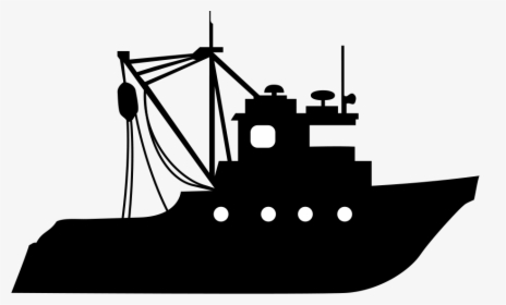 Crane Clipart Ship - Silhouette Fishing Boat Clip Art, HD Png Download, Transparent PNG