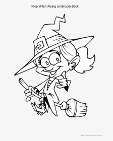 Transparent Witch On A Broom Clipart - Witch On A Broom Coloring Page, HD Png Download, Transparent PNG