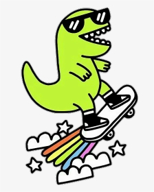 #dinosaur #tumblr #rainbow - T Rex Skateboard, HD Png Download, Transparent PNG