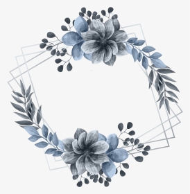 #floral #flowers #watercolour #wreath #frame #logodesign - Silver Flower Frame, HD Png Download, Transparent PNG