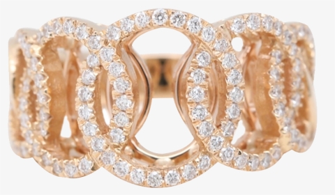 18k Rose Gold Round Diamond Multi-stone Prong Set Interlocked - Body Jewelry, HD Png Download, Transparent PNG