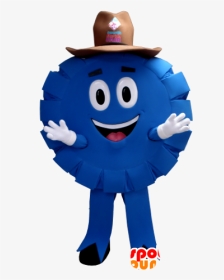 Blue And Round Mascot, Cowboy, Sheriff, Poker Chip - Poker Chip Mascot, HD Png Download, Transparent PNG