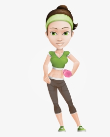 Fit Girl Cartoon Vector Character Aka Penny The Gym - Build On Phrasal Verb, HD Png Download, Transparent PNG