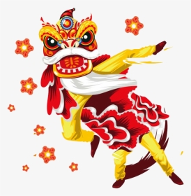 Chinese New Year Dragon Png Transparent - Lion Dance Chinese New Year Vector, Png Download, Transparent PNG