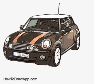How To Draw An Old Fashioned Car - Mini Cooper Car Drawing, HD Png Download, Transparent PNG