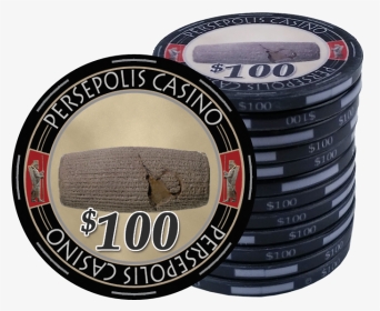 Persepolis Casino Black $100 Ceramic Poker Chip - Ceramic Poker Chip, HD Png Download, Transparent PNG