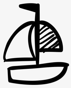 Sailing Boat - Hand Drawn Boat Icon, HD Png Download, Transparent PNG