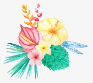 Watercolor Tropical Flowers Clipart, HD Png Download, Transparent PNG