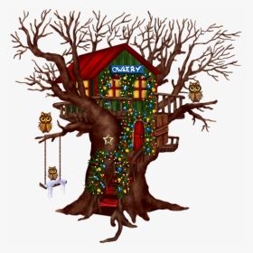#christmas #tree #treehouse #festive #brown #decoration - Καλο Μηνα Ιανουαριο, HD Png Download, Transparent PNG