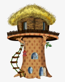 Fairy Tree House Clipart Clipart Black And White Stock - Wolf, HD Png Download, Transparent PNG
