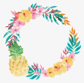 #tropical #summer #circleframe #flowers #pineapple - Tropical Bachelorette Party Invitations, HD Png Download, Transparent PNG