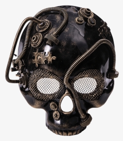 Golden Steampunk Skull Half Mask - Plaster Mask Skull, HD Png Download, Transparent PNG