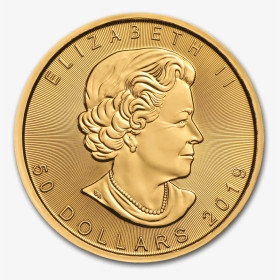 1 Oz Canadian Gold Maple Coin 2019 Obverse - 2018 Gold Maple Leaf, HD Png Download, Transparent PNG