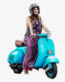 Girl With Scooty Png, Transparent Png, Transparent PNG