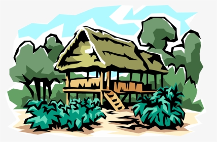 Vector Illustration Of Safari House On Stilts In Jungle - Jungle Clip Art, HD Png Download, Transparent PNG