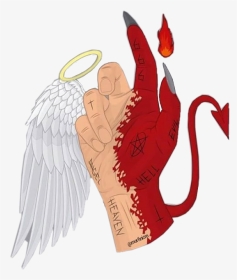 #edit #angel #angelwings #devil #devils #angelgirl - Angel And Devil Nails, HD Png Download, Transparent PNG