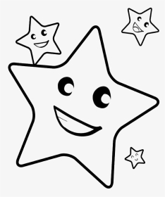 Shooting Star Line Drawing - Smiling Star Clipart Black And White, HD Png Download, Transparent PNG