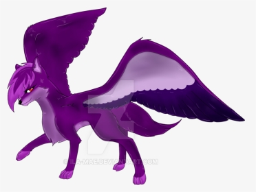Collection Of Free Drawing Wolf Winged Download On - Purple Winged Wolf Drawing, HD Png Download, Transparent PNG