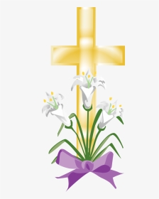 Cross And Easter Lilies Clipart Image Free Stock Feb - Clip Art Easter Lilies, HD Png Download, Transparent PNG