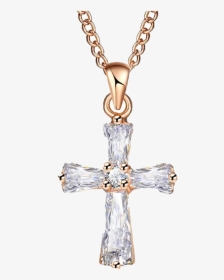 Flex Rose Gold Color Cross Pendant Necklace - Rose Gold Cross Necklace Girls, HD Png Download, Transparent PNG