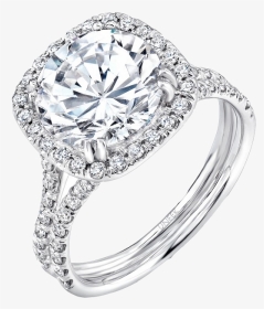Uneek 3 Carat Round Diamond Engagement Ring With Cushion - Round Square Diamond Engagement Ring, HD Png Download, Transparent PNG