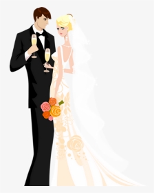 ♥ Mariage, Mariés Png, Dessin, Couple - Wedding Dress Groom Template, Transparent Png, Transparent PNG
