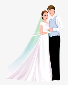 Marriage Wedding Couple Cartoon, HD Png Download, Transparent PNG
