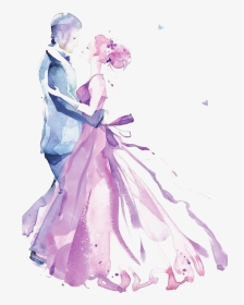 Wedding Invitation Watercolor Painting Drawing - Man And Woman Dancing Drawing, HD Png Download, Transparent PNG