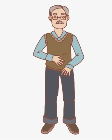 Hand Drawn Cartoon Old Man Grandfather Png And Psd - Old Man Clipart Png, Transparent Png, Transparent PNG