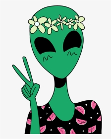#alien #aliens #girl #outline #mysticker #drawing #draw, HD Png Download, Transparent PNG