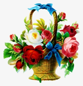 Rose Flower Basket Drawing, HD Png Download, Transparent PNG