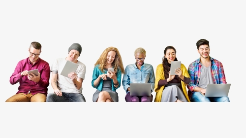 People Browsing The Internet On Devices - People Browsing, HD Png Download, Transparent PNG