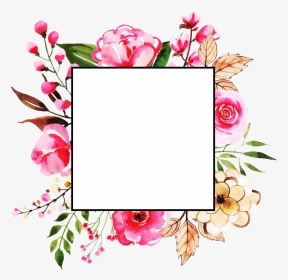 Background Watercolor Floral Pink Frame, HD Png Download, Transparent PNG