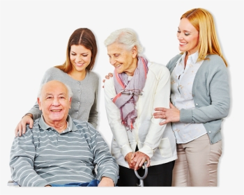 Portrait Of A Happy Old Couple With Their Caregivers - Caregiver, HD Png Download, Transparent PNG