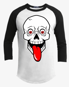 Red Tongue Skull 3/4 Long Sleeve T-shirt - T-shirt, HD Png Download, Transparent PNG